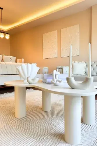 Vera 1454 Krem Yumshoq Dokulu Gilam Kilim Salon Oshxona Koridor Kesma Yo'lak To'quv Mashina Gilami-Krem 1 - 6