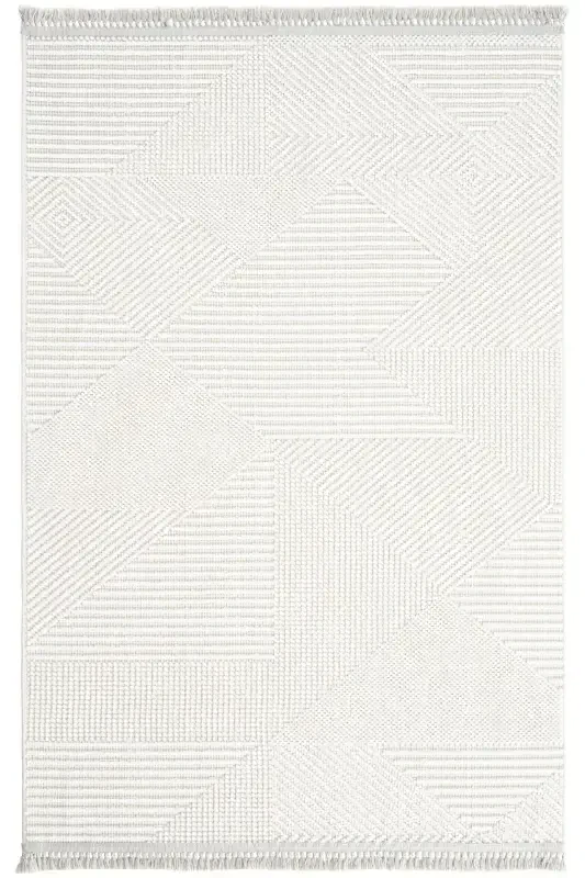 Vera 1454 Krem Yumuşak Dokulu Halı Kilim Salon Mutfak Koridor Kesme Yolluk Dokuma Makine Halısı-Krem 1 - 2