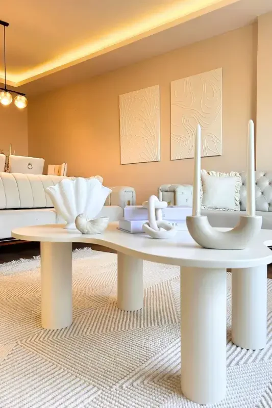 Vera 1454 Krem Yumuşak Dokulu Halı Kilim Salon Mutfak Koridor Kesme Yolluk Dokuma Makine Halısı-Krem 1 - 6