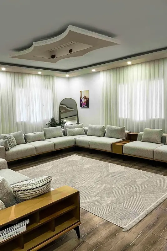 Vera 1455 Vizon Yumuşak Dokulu Halı Kilim Salon Mutfak Koridor Kesme Yolluk Dokuma Makine Halısı - Vizon 2 - 2