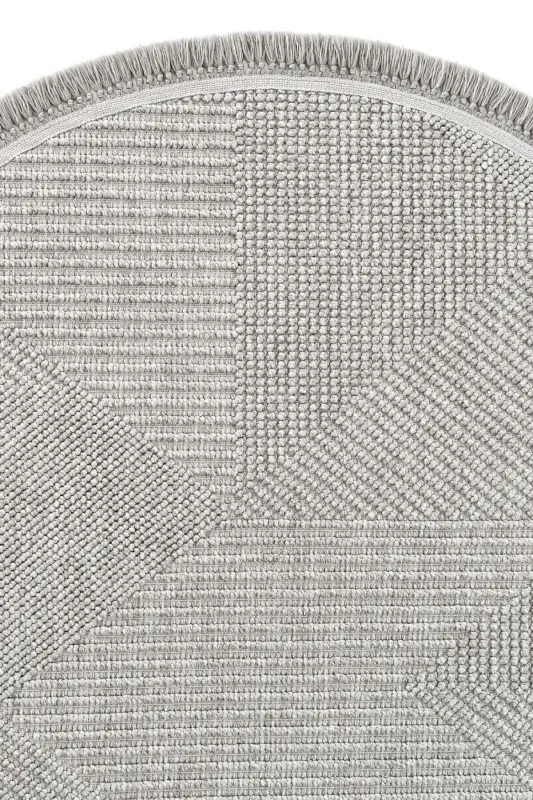 Vera 1456 Gray Rug Kilim Soft Touch Living Room Rug Kitchen Hallway Round Woven Machine Rug-Gray 1 - 3