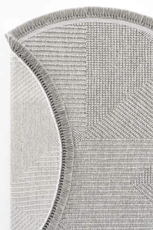 Vera 1456 Gray Rug Kilim Soft Touch Living Room Rug Kitchen Hallway Round Woven Machine Rug-Gray 1 - 4