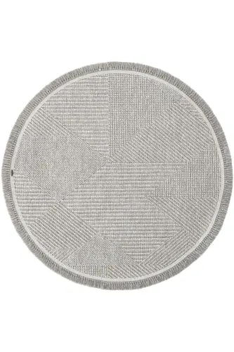 Vera 1456 Gri Halı Kilim Yumuşak Dokulu Salon Halısı Mutfak Antre Yuvarlak Dokuma Makine Halısı-Gri 1 