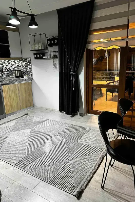 Vera 1456 Gri Yumuşak Dokulu Halı Kilim Salon Mutfak Koridor Kesme Yolluk Dokuma Makine Halısı-Gri 1 - 4