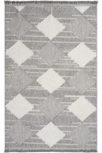 Vera 1458 Gri Yumuşak Doku Halı Kilim Salon Mutfak Kesme Yolluk Dokuma Makine Halısı (xxx) - Gri 2 - 1