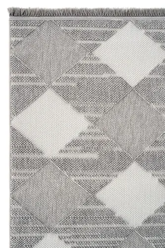 Vera 1458 Gri Yumuşak Doku Halı Kilim Salon Mutfak Kesme Yolluk Dokuma Makine Halısı (xxx) - Gri 2 - 3