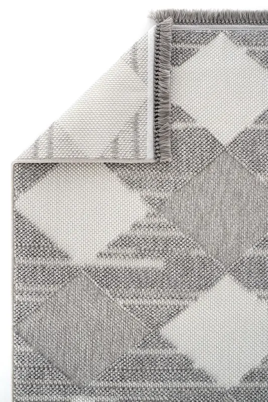 Vera 1458 Gri Yumuşak Doku Halı Kilim Salon Mutfak Kesme Yolluk Dokuma Makine Halısı (xxx) - Gri 2 - 4