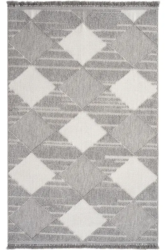 Vera 1458 Gri Yumuşak Doku Halı Kilim Salon Mutfak Kesme Yolluk Dokuma Makine Halısı (xxx) - Gri 2 - COOL HALI