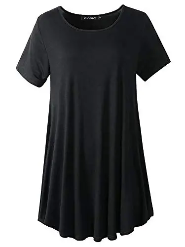 Veranee Women's Plus Size Swing Tunic Top 3/4 Sleeve Floral Flare T-Shirt - 1