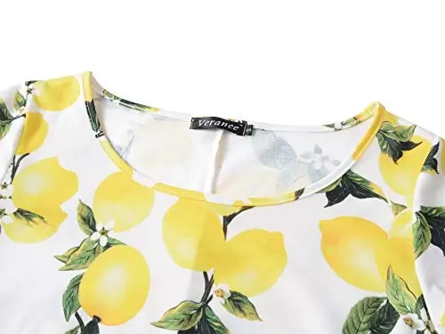 Veranee Women's Plus Size Swing Tunic Top 3/4 Sleeve Floral Flare T-Shirt - 3