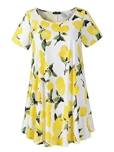 Veranee Women's Plus Size Swing Tunic Top 3/4 Sleeve Floral Flare T-Shirt - VERANEE