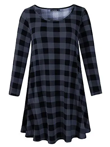 Veranee Women's Plus Size Swing Tunic Top 3/4 Sleeve Floral Flare T-Shirt 