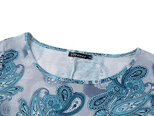 Veranee Women's Plus Size Swing Tunic Top 3/4 Sleeve Floral Flare T-Shirt - 2