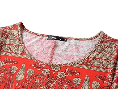 Veranee Women's Plus Size Swing Tunic Top 3/4 Sleeve Floral Flare T-Shirt - VERANEE (1)
