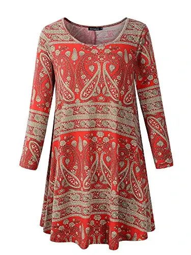 Veranee Women's Plus Size Swing Tunic Top 3/4 Sleeve Floral Flare T-Shirt - 1