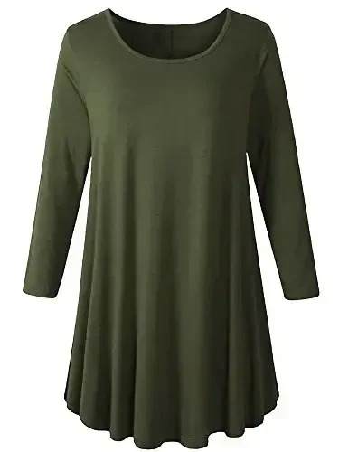 Veranee Women's Plus Size Swing Tunic Top 3/4 Sleeve Floral Flare T-Shirt 