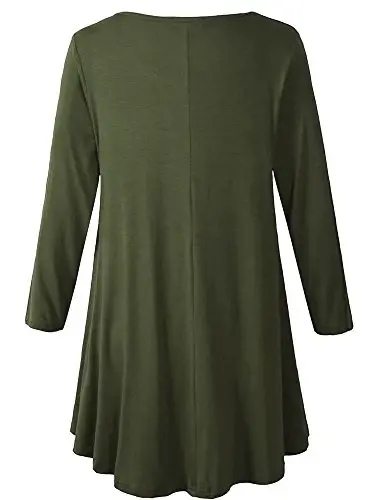 Veranee Women's Plus Size Swing Tunic Top 3/4 Sleeve Floral Flare T-Shirt - 2