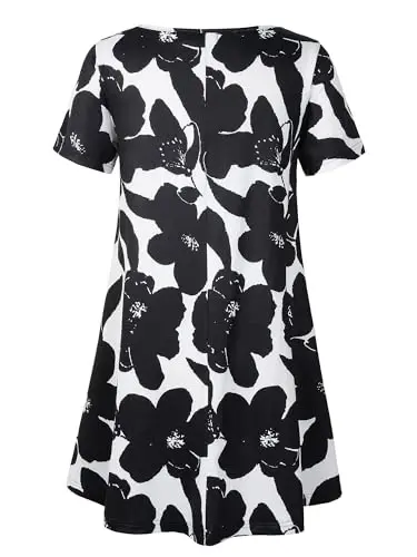 Veranee Women's Plus Size Swing Tunic Top 3/4 Sleeve Floral Flare T-Shirt - VERANEE (1)