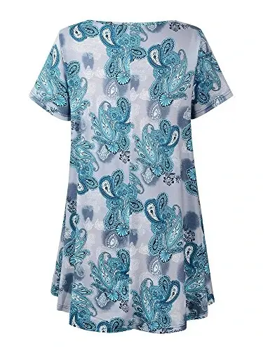 Veranee Women's Plus Size Swing Tunic Top 3/4 Sleeve Floral Flare T-Shirt - 2