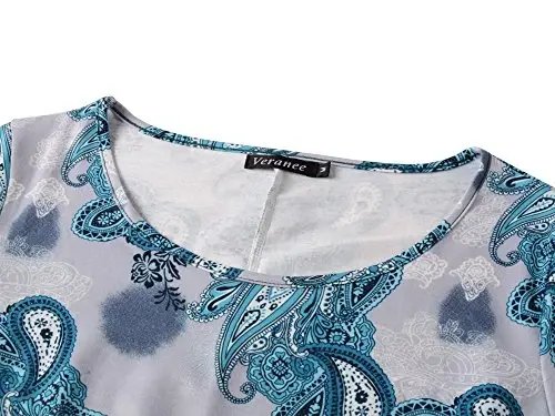 Veranee Women's Plus Size Swing Tunic Top 3/4 Sleeve Floral Flare T-Shirt - 3