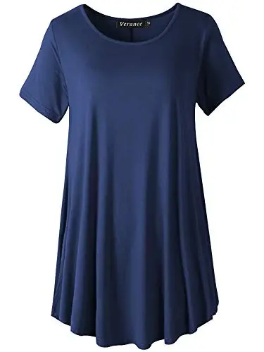 Veranee Women's Plus Size Swing Tunic Top 3/4 Sleeve Floral Flare T-Shirt - 1