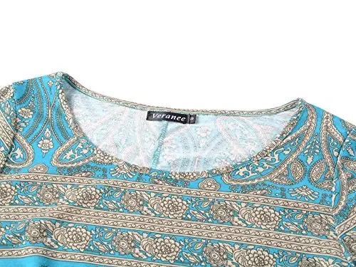 Veranee Women's Plus Size Swing Tunic Top 3/4 Sleeve Floral Flare T-Shirt - 2