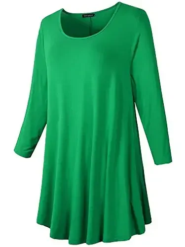 Veranee Women's Plus Size Swing Tunic Top 3/4 Sleeve Floral Flare T-Shirt - VERANEE (1)