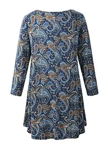 Veranee Women's Plus Size Swing Tunic Top 3/4 Sleeve Floral Flare T-Shirt - VERANEE (1)