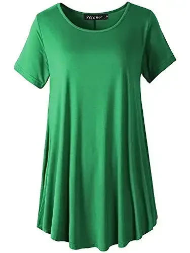 Veranee Women's Plus Size Swing Tunic Top 3/4 Sleeve Floral Flare T-Shirt 