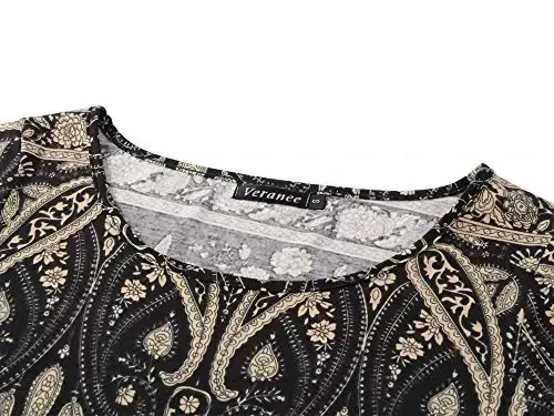 Veranee Women's Plus Size Swing Tunic Top 3/4 Sleeve Floral Flare T-Shirt - 3