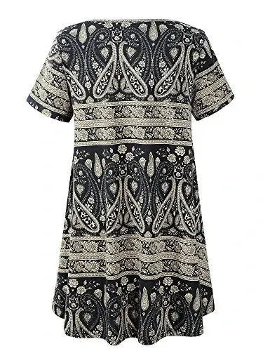 Veranee Women's Plus Size Swing Tunic Top 3/4 Sleeve Floral Flare T-Shirt - 2