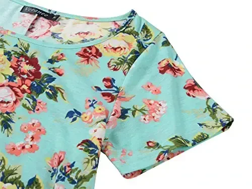 Veranee Women's Plus Size Swing Tunic Top 3/4 Sleeve Floral Flare T-Shirt - 4