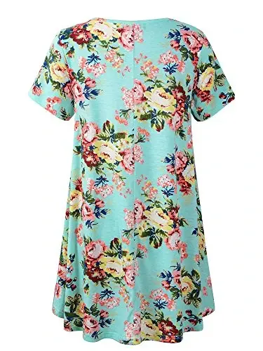 Veranee Women's Plus Size Swing Tunic Top 3/4 Sleeve Floral Flare T-Shirt - 2