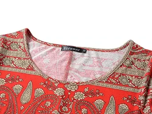 Veranee Women's Plus Size Swing Tunic Top 3/4 Sleeve Floral Flare T-Shirt - 2