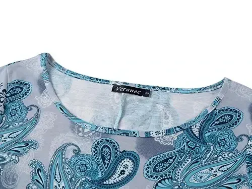 Veranee Women's Plus Size Swing Tunic Top 3/4 Sleeve Floral Flare T-Shirt - 2