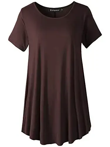 Veranee Women's Plus Size Swing Tunic Top 3/4 Sleeve Floral Flare T-Shirt - 1