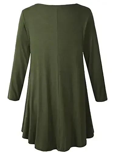 Veranee Women's Plus Size Swing Tunic Top 3/4 Sleeve Floral Flare T-Shirt - 2