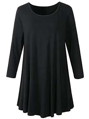 Veranee Women's Plus Size Swing Tunic Top 3/4 Sleeve Floral Flare T-Shirt - 1