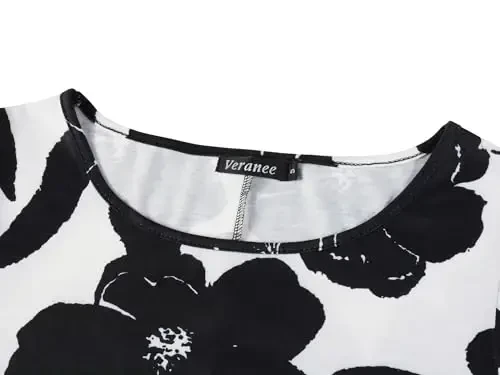 Veranee Women's Plus Size Swing Tunic Top 3/4 Sleeve Floral Flare T-Shirt - 3