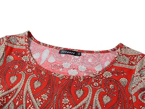 Veranee Women's Plus Size Swing Tunic Top 3/4 Sleeve Floral Flare T-Shirt - 3
