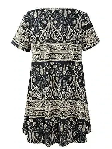 Veranee Women's Plus Size Swing Tunic Top 3/4 Sleeve Floral Flare T-Shirt - 2