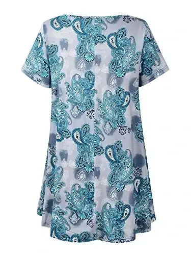 Veranee Women's Plus Size Swing Tunic Top 3/4 Sleeve Floral Flare T-Shirt - 2