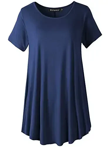 Veranee Women's Plus Size Swing Tunic Top 3/4 Sleeve Floral Flare T-Shirt - 1