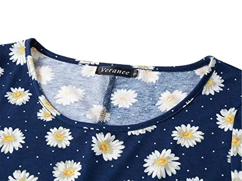 Veranee Women's Plus Size Swing Tunic Top 3/4 Sleeve Floral Flare T-Shirt - 3