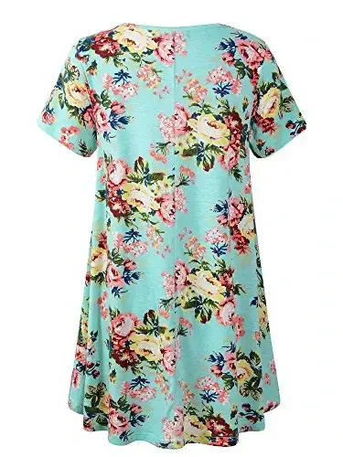 Veranee Women's Plus Size Swing Tunic Top 3/4 Sleeve Floral Flare T-Shirt - 2