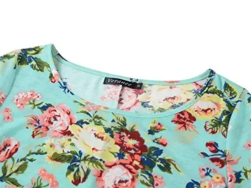 Veranee Women's Plus Size Swing Tunic Top 3/4 Sleeve Floral Flare T-Shirt - 3