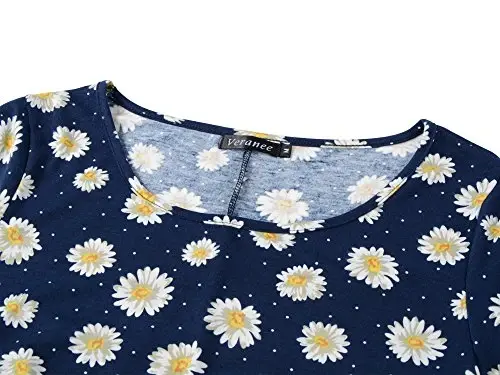 Veranee Women's Plus Size Swing Tunic Top 3/4 Sleeve Floral Flare T-Shirt - 3