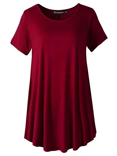 Veranee Women's Plus Size Swing Tunik Top 3/4 Sleeve Floral Flare T-Shirt - 1