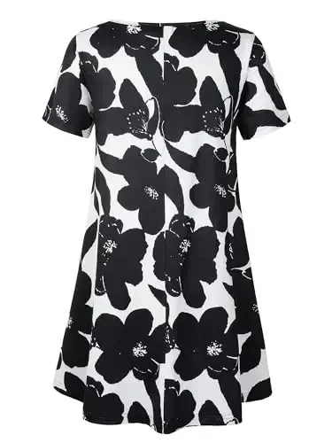 Veranee Women's Plus Size Swing Tunik Top 3/4 Sleeve Floral Flare T-Shirt - 2