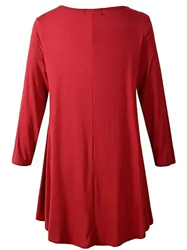 Veranee Women's Plus Size Swing Tunik Top 3/4 Yengli Gul Naqshli Keng Ko'ylak - 3
